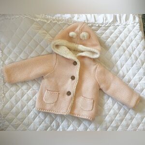 Carter’s Adorable Pink Knit Baby Sherpa Hoodie with Ears